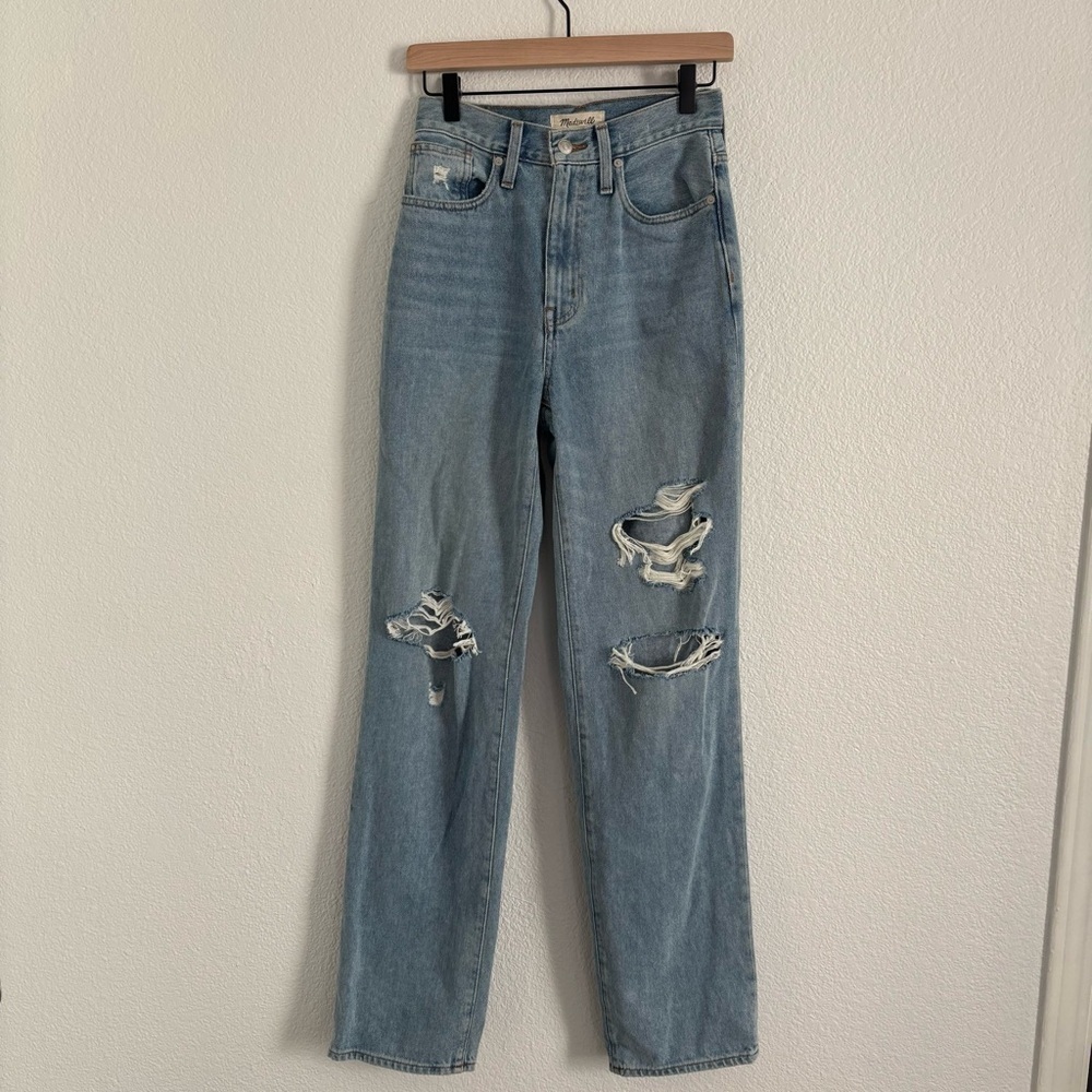 Madewell Women's Size 23 Blue Distressed Baggy Straight Jeans